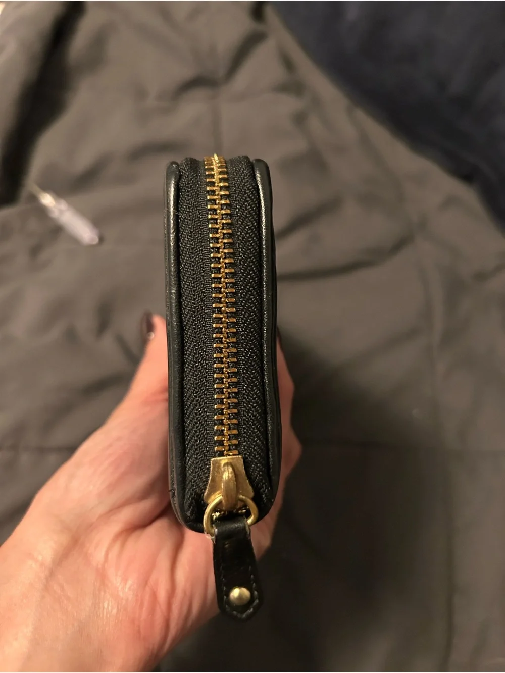 Coach Black Madison Gathered Leather  Zip-Around Wallet